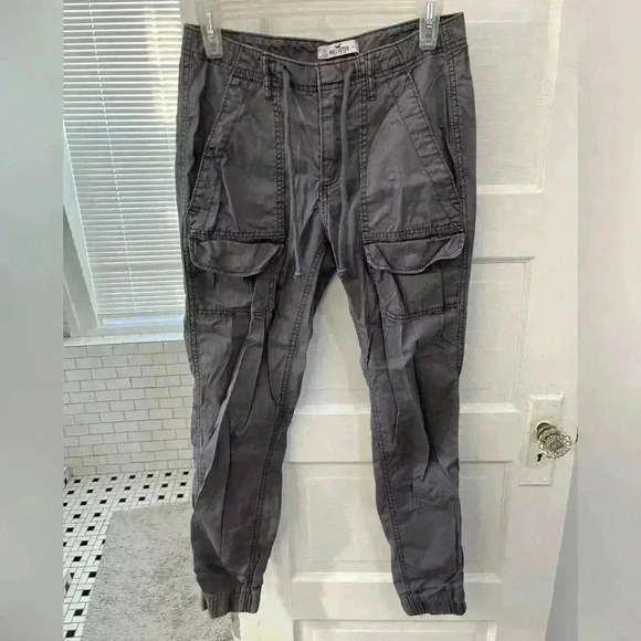Hollister dark grey utility cargo pants with multiple pockets size 0 - Picture 1 of 8
